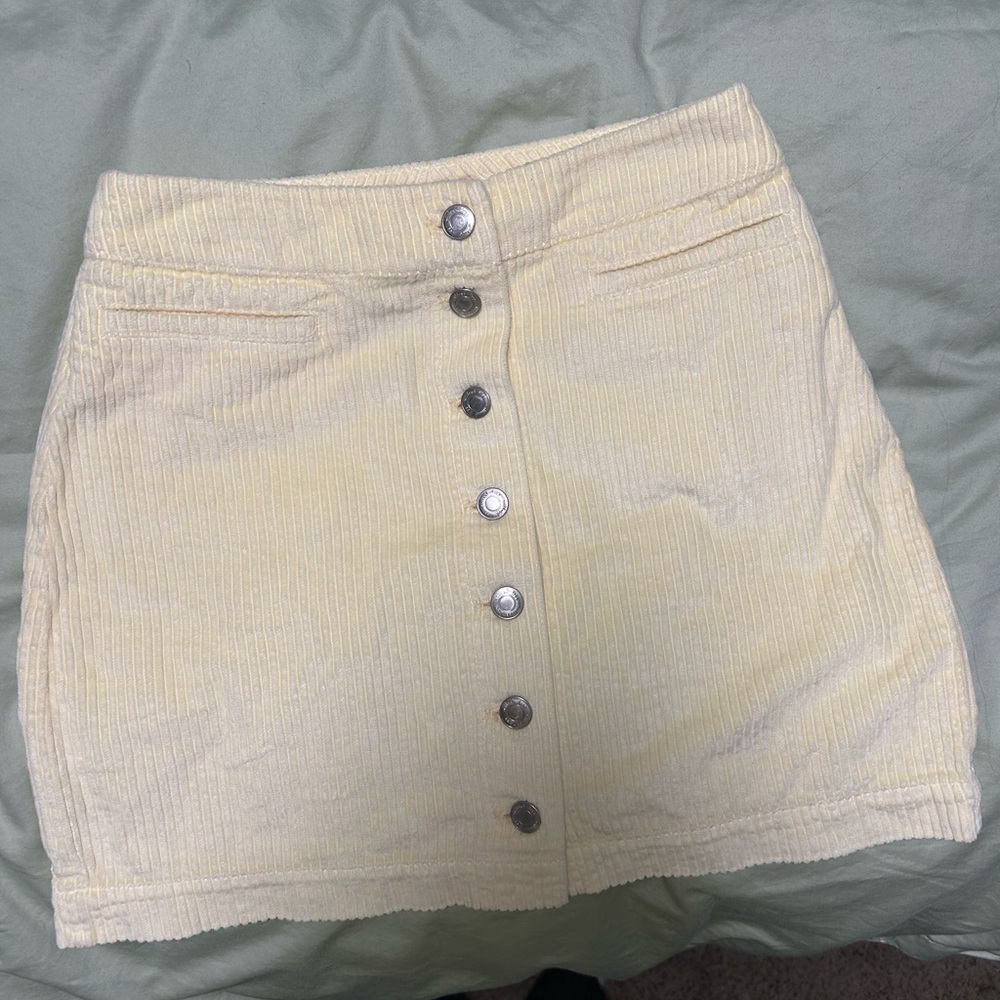 Wilfred Yellow Button Front Mini Skirt